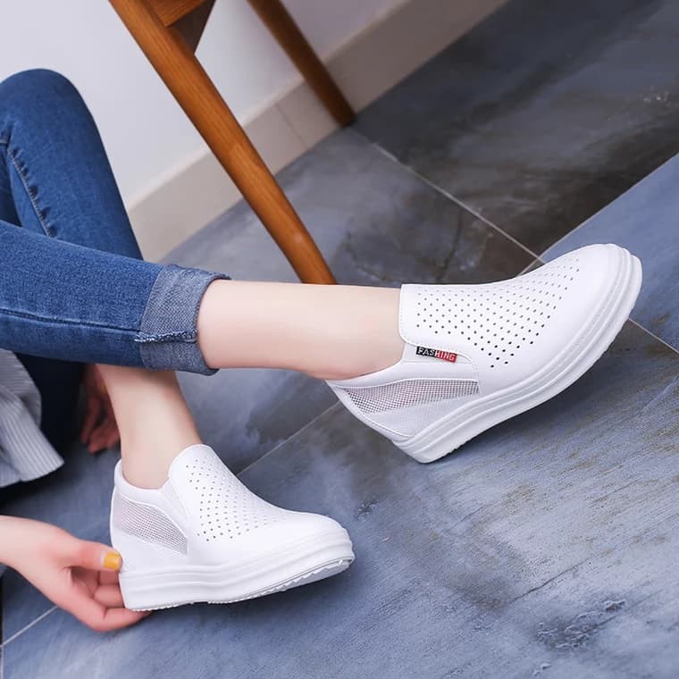 Giày thể thao đế độn 6 phân da Pu- Giày sneaker nữ- Vincentshop