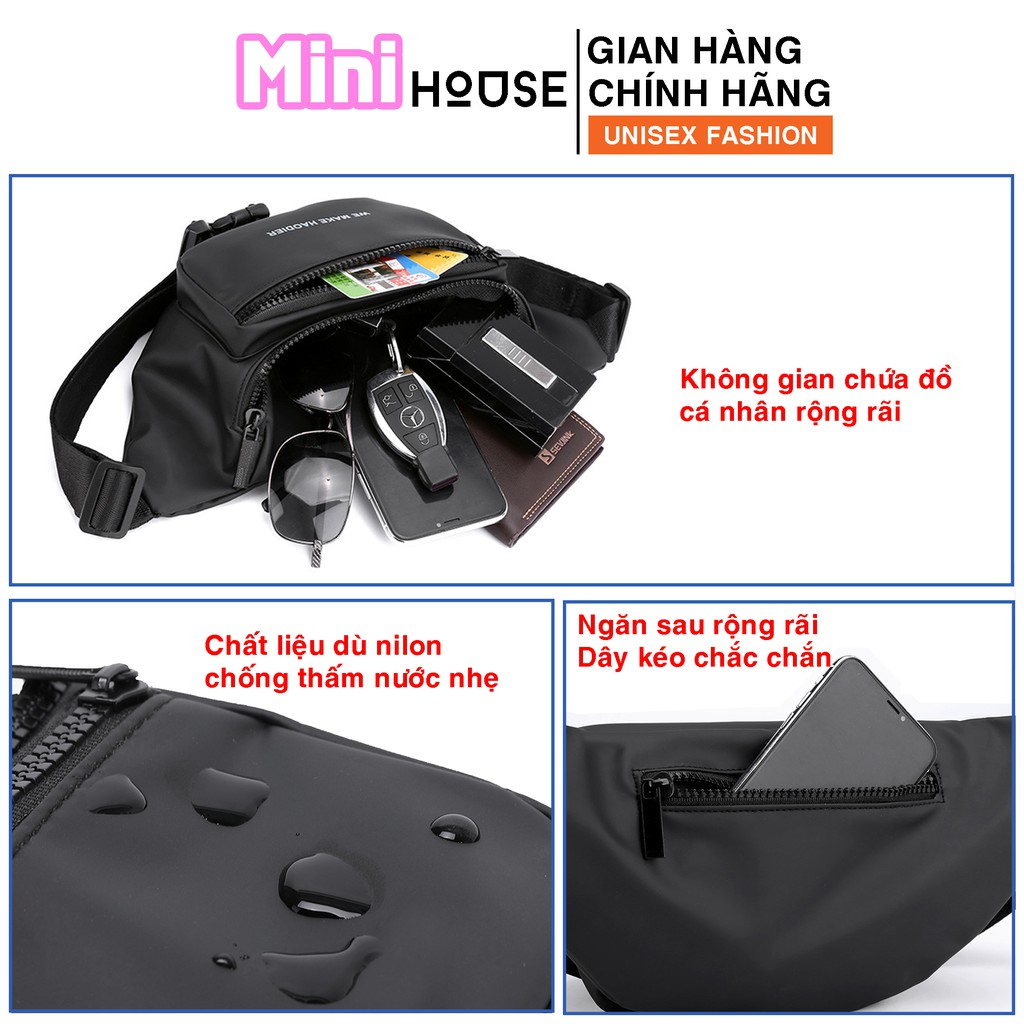 Túi bao tử nam Haodier đeo chéo ZAMAC vải dù trơn chống thấm nước ZT9 | BigBuy360 - bigbuy360.vn