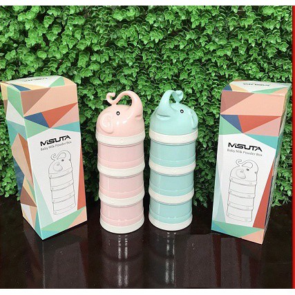 Hộp Chia Sữa Bột 3 Tầng Tiện Lợi Cho Bé, Khay Chia Thức Ăn 3 Ngăn Misuta Cao Cấp Loại 1