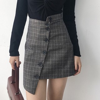 Chân Váy Kẻ Vạt Lệch Phong Cách Ulzzang  - Ảnh Thật Cuối