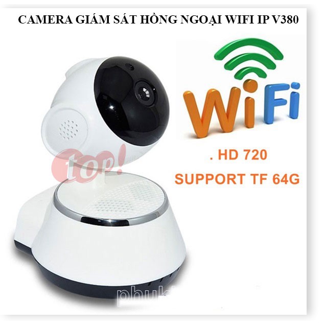 Camera Wifi V380 ✔Chính Hãng✔️ Kết nối không dây qua điện thoại, Đàm thoại 2 chiều, Xoay 360.