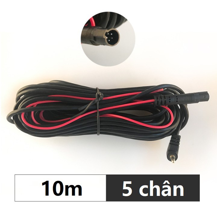 Dây camera lùi 10M cho cam hành trình xe hơi,xe tải đầu 2.5-5 chân kim.