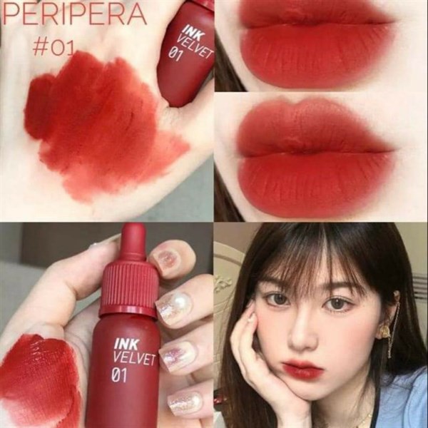 Son Kem Lì Peripera Ink Velvet Tint Màu 01 (Good Brick) Đỏ gạch