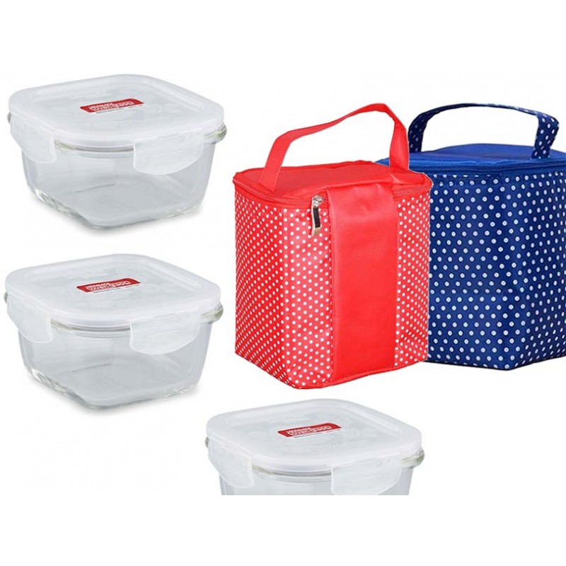 Bộ 3 thố thủy tinh Lock&Lock LLG205 300ml tặng túi giữ nhiệt