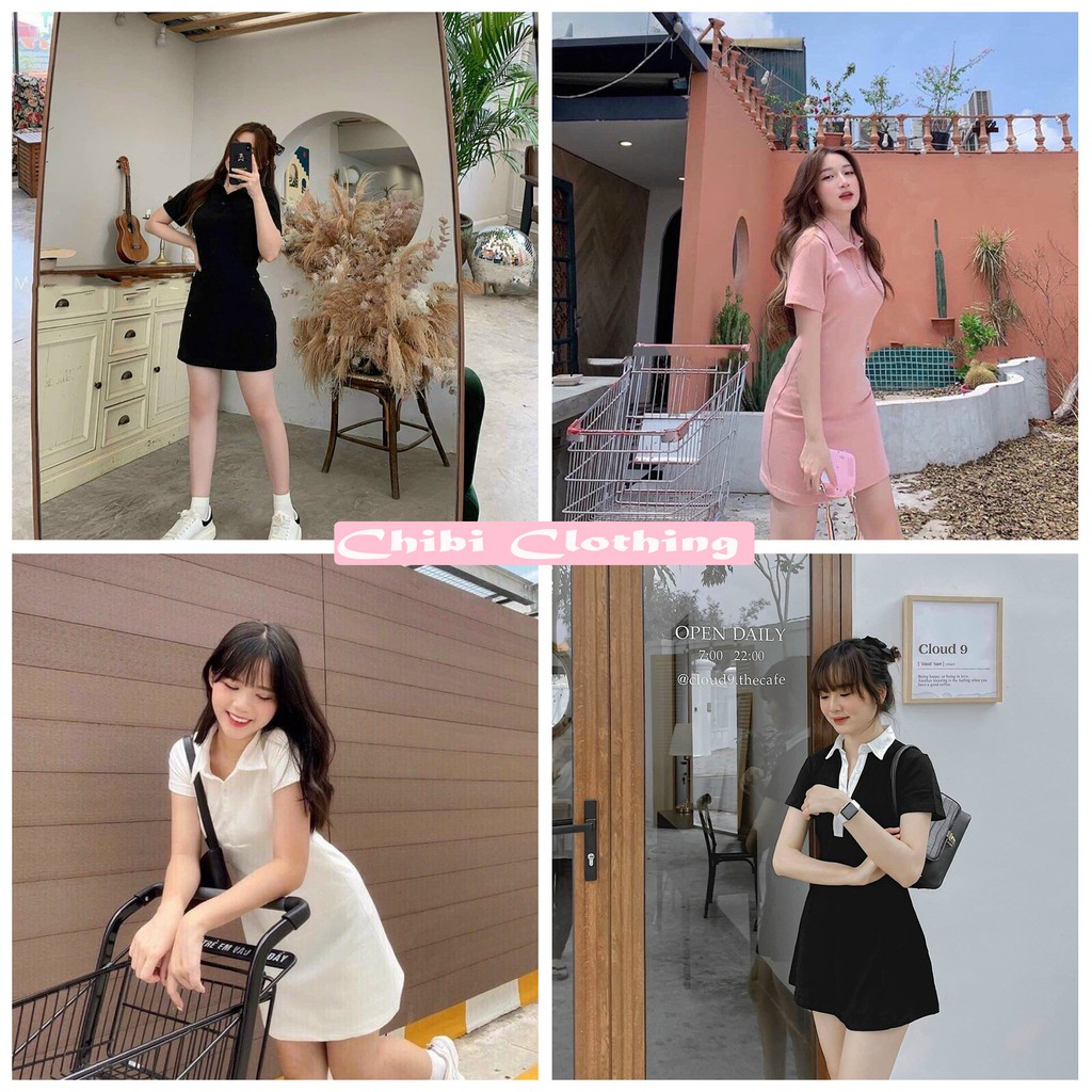 Váy Polo Body Cổ Sơ Mi Đầm Polo Ngắn Tay Cotton Co Dãn 4c Full Size S M L