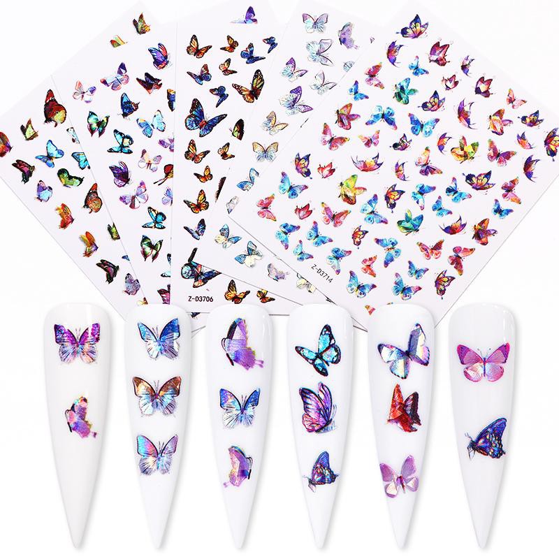 Tờ nhãn dán trang trí móng tay họa tiết bướm sành điệu