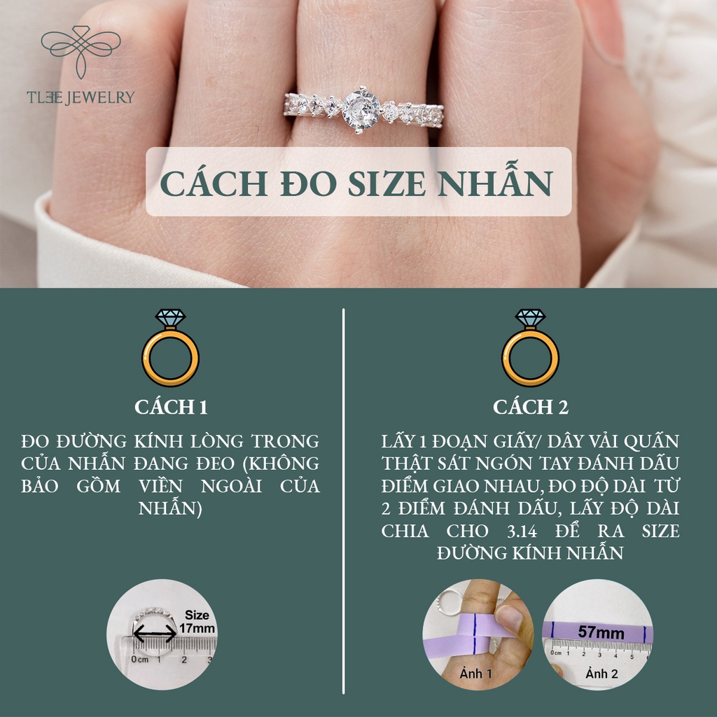Nhẫn bạc nữ TLEE nạm đá nhỏ lấp lánh nữ tính NCJ A0179
