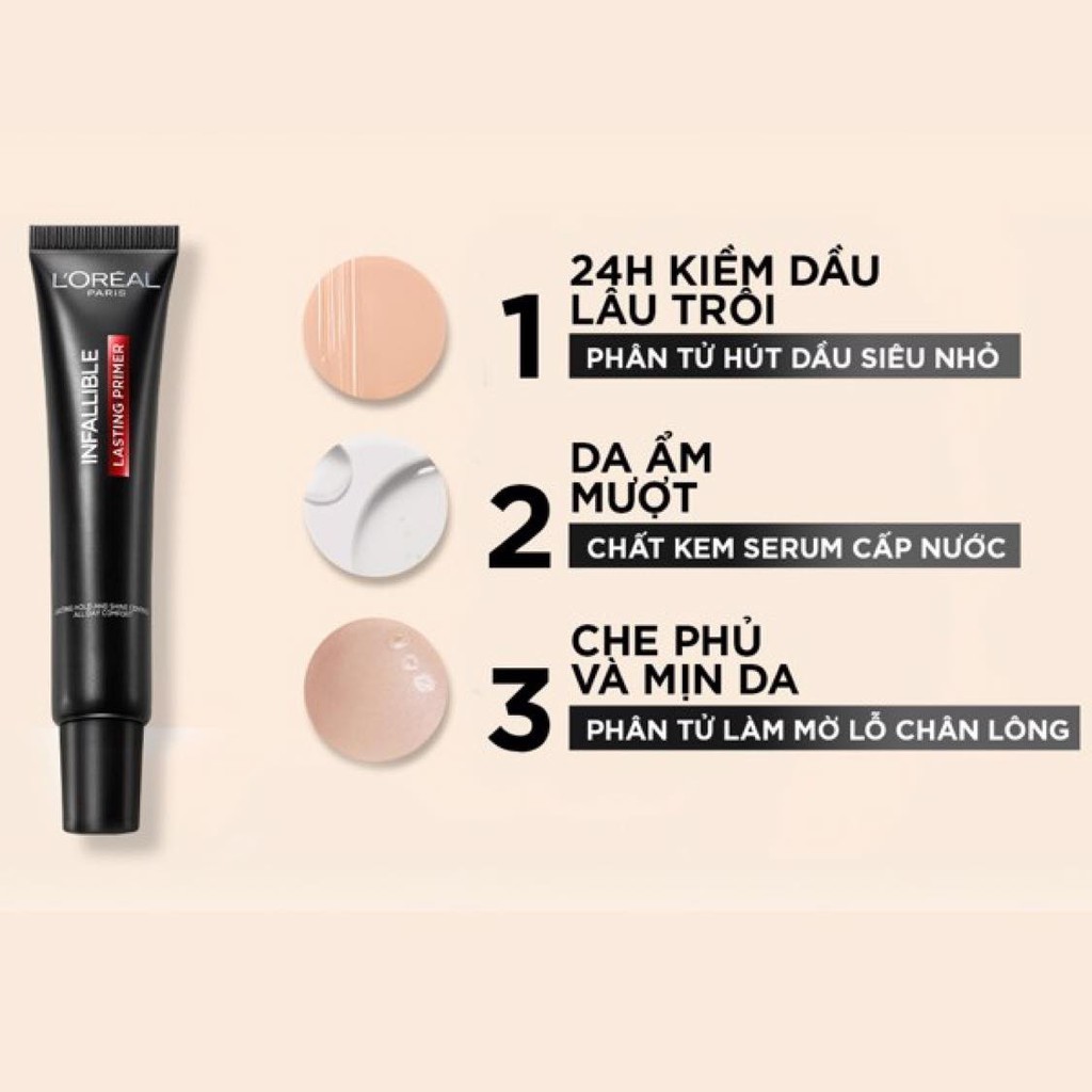 Kem Lót L'Oréal Infallible Kiềm Dầu Bền Màu Lâu Trôi 30ml Infallible Lasting Primer