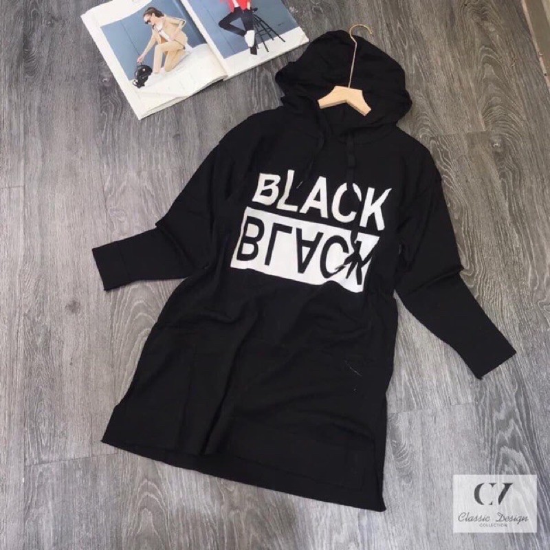 Váy suông hoodie Black trend