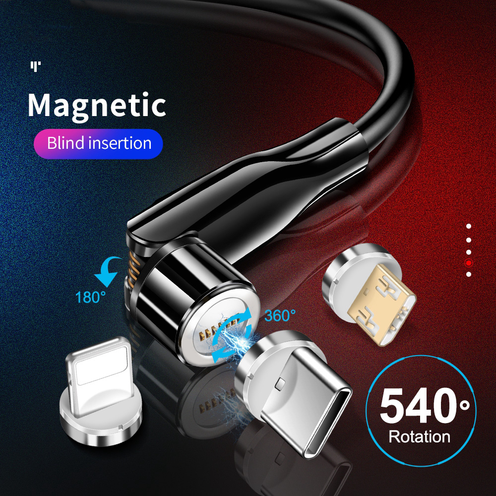 Dây Cáp Sạc Sạc Nhanh Elough Thiết Kế Đầu Nam Châm 3a Micro Usb Type C 540 Dài 1m
