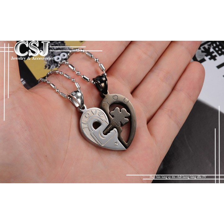 DÂY CHUYỀN CẶP INOX TRÁI TIM I LOVE YOU MC118 - siêu đẹpchuẩn thời trang