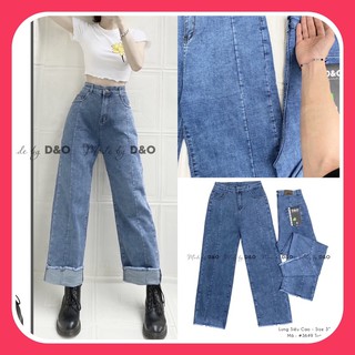 Quần Jean Cạp Cao - Quần Suông Giãn Mạnh Cạp Cao Qua Rốn - Quần Jeans Ống Rộng Thân Nối Thời Trang