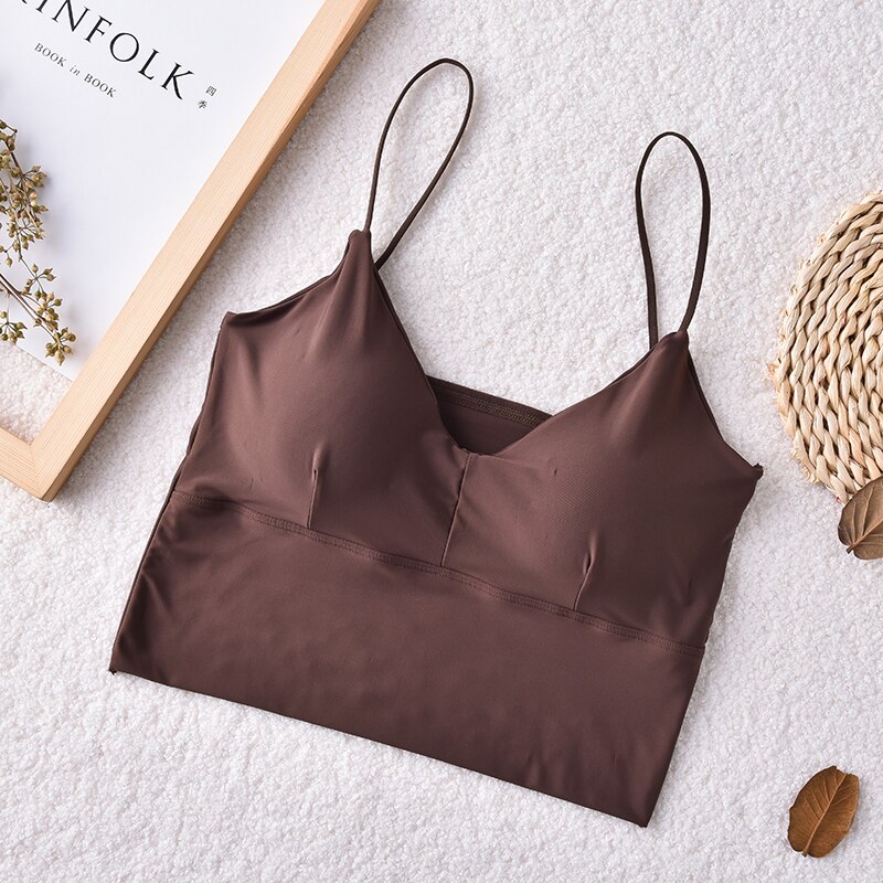 Seamless Tops Women Fashion Tank Top Female Camisole Sexy Tank Tops Streetwear Solid Color Intimate Lingerie with Massage Pad