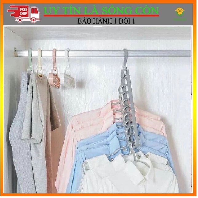 Móc treo quần áo 9 lỗ thông minh tiết kiệm không gian, treo được nhiều đồ