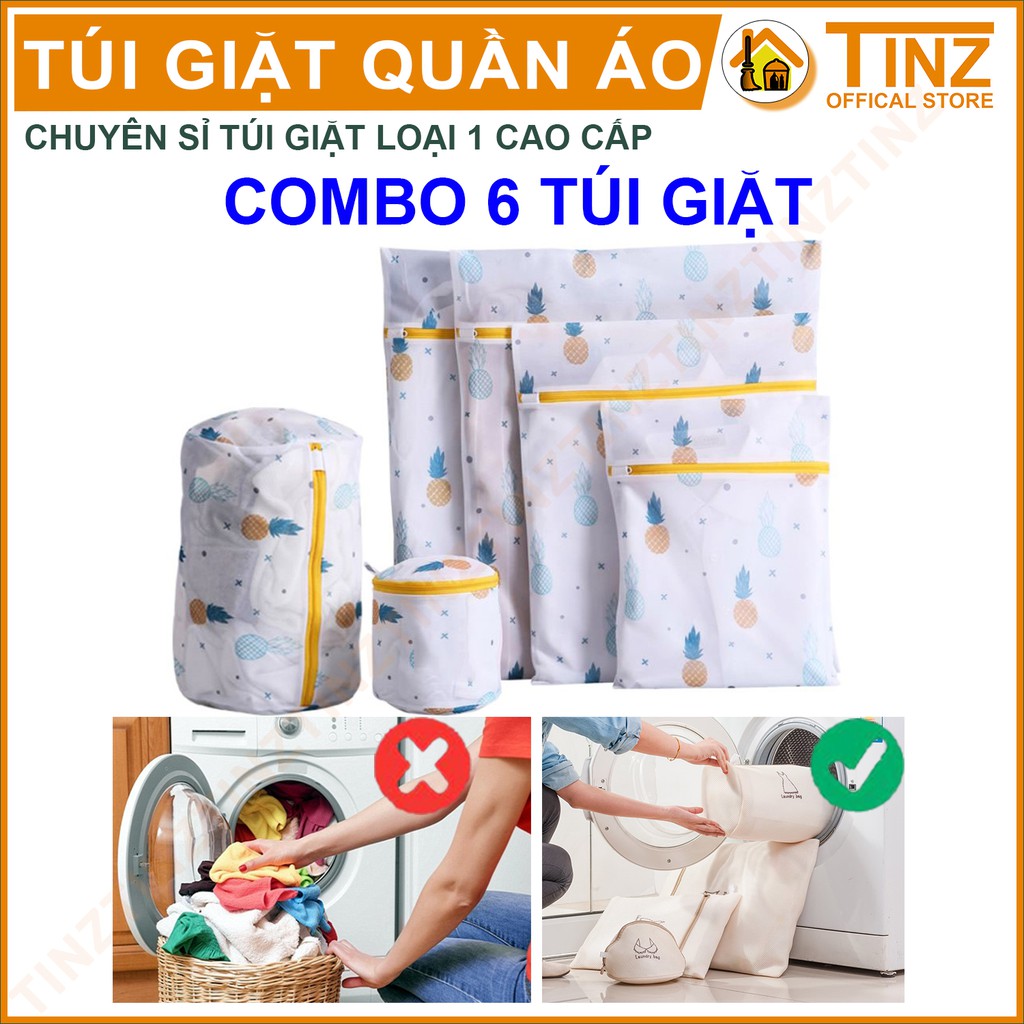 Combo 6 Túi Giặt TINZ VN Trái Thơm, Túi Lưới Giặt Đựng Áo Quần Cao Cấp Dành Cho Máy Giặt