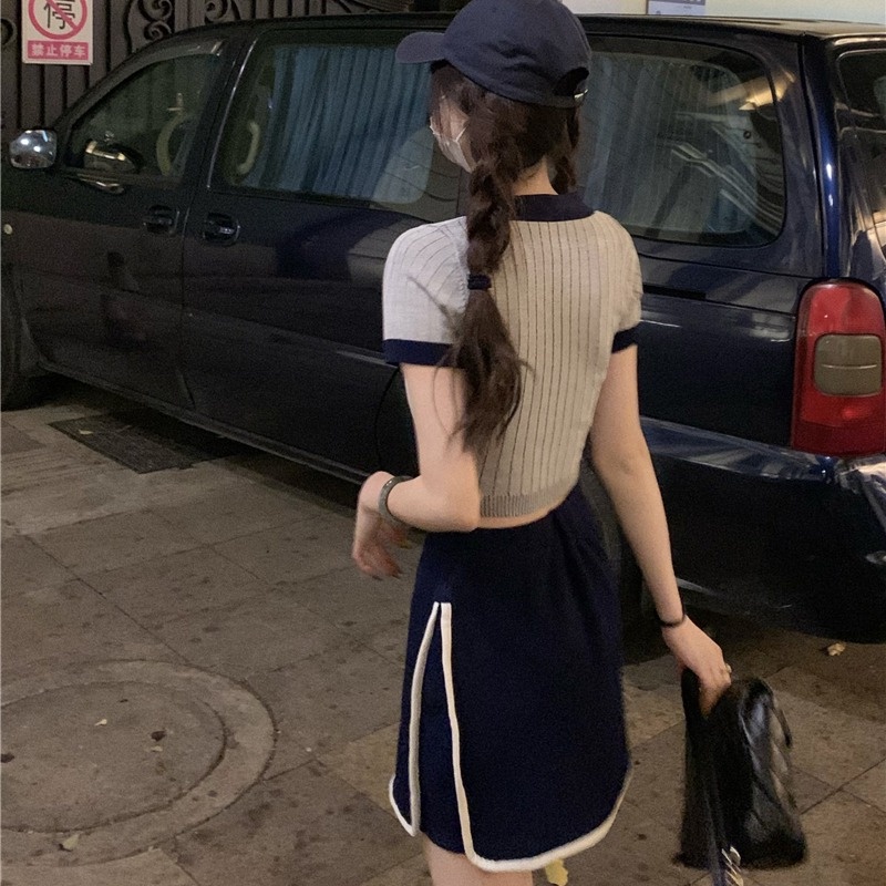 【Hana and Alice】Áo Thun POLO Dệt Kim Tay Ngắn Thiết Kế Trẻ Trung Cá Tính