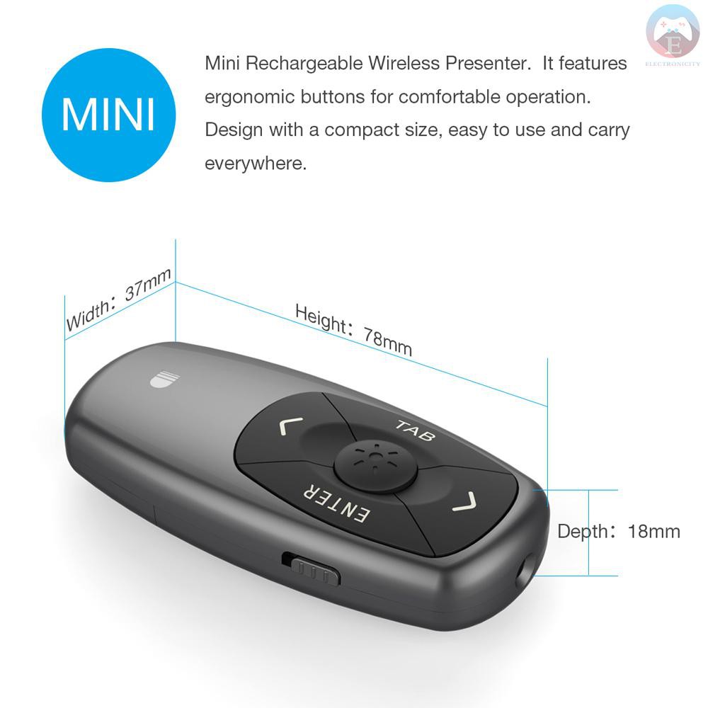 Ê doosl DSIT011 Wireless Laser Presenter Pointer 2.4GHz PowerPoint PPT Clicker Rechargeable Remote Control Grey