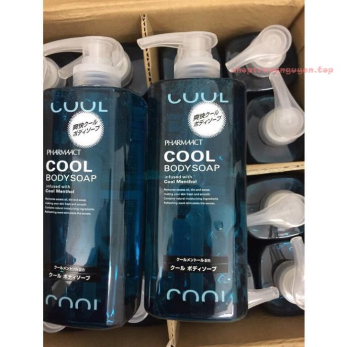 Sữa tắm cho nam Cool Body Soap Pharmaact Nhật Bản 600ml hương bạc hà mát lạnh
