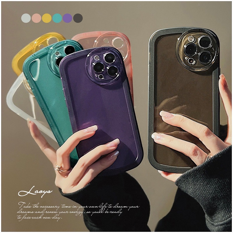 Clear Casing IPhone 13 12 11 Pro Max ProMax Mini High Quality Candy Colors Airbag Anti-fall Round Lens Protection Fine Hole Soft Phone Case Cover NKS 01