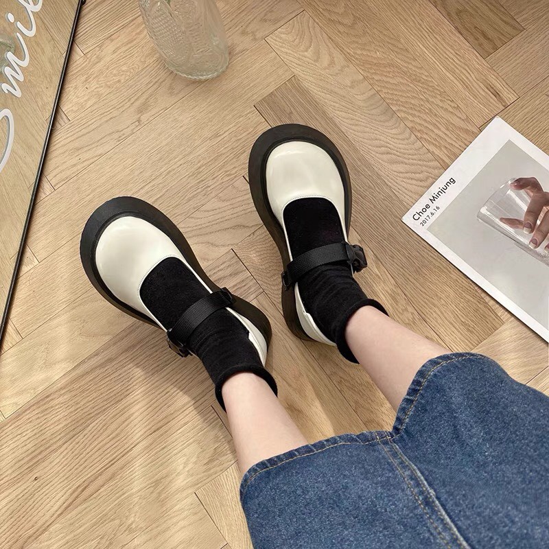 Boot nữ cổ thấp Lolita ulzzang quai cài, giày bốt nữ đế cao thời trang giá rẻ MAKKI SHOP TD428