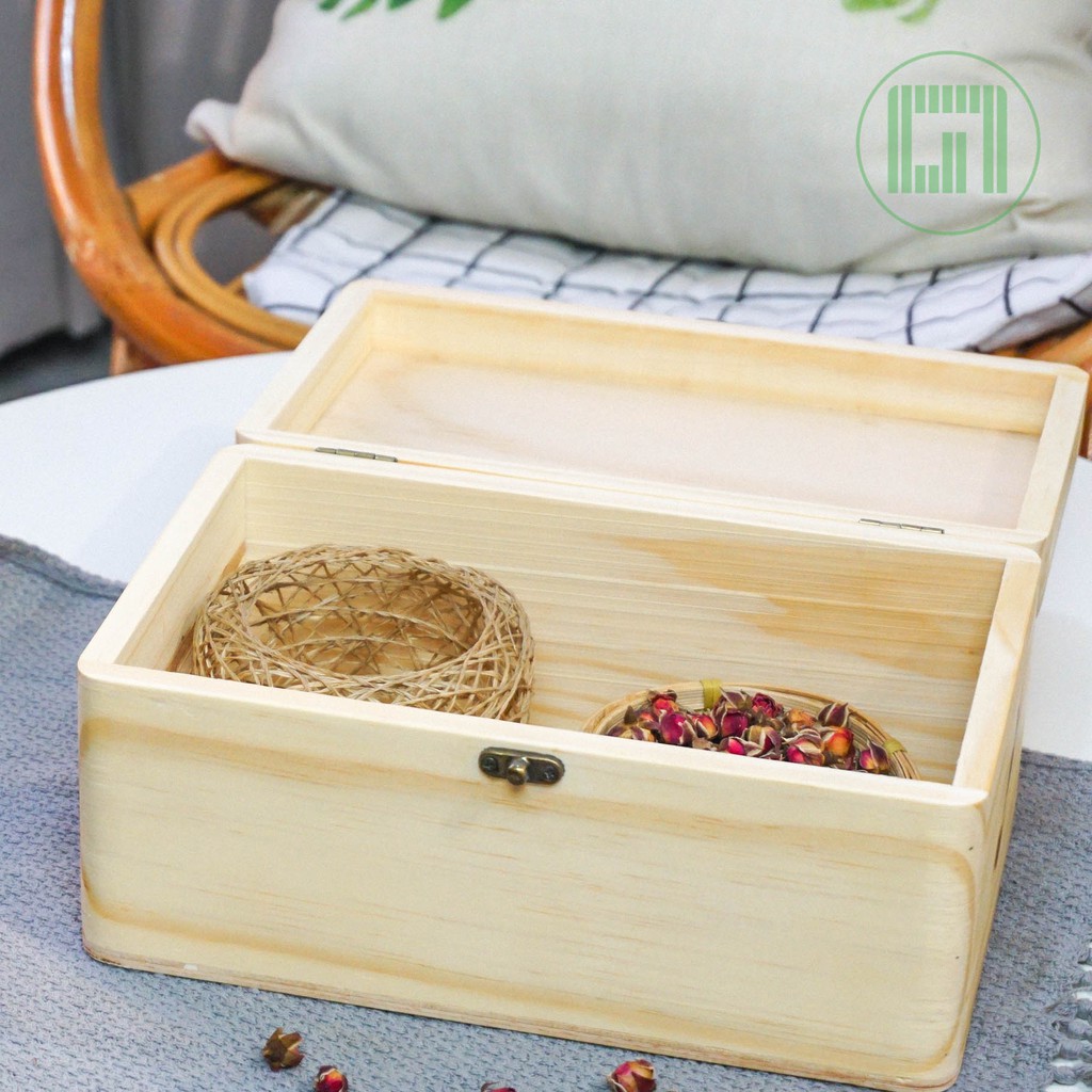 Hộp gỗ chữ nhật nắp gỗ - Hộp gỗ quà tặng - Goc Garden | BigBuy360 - bigbuy360.vn