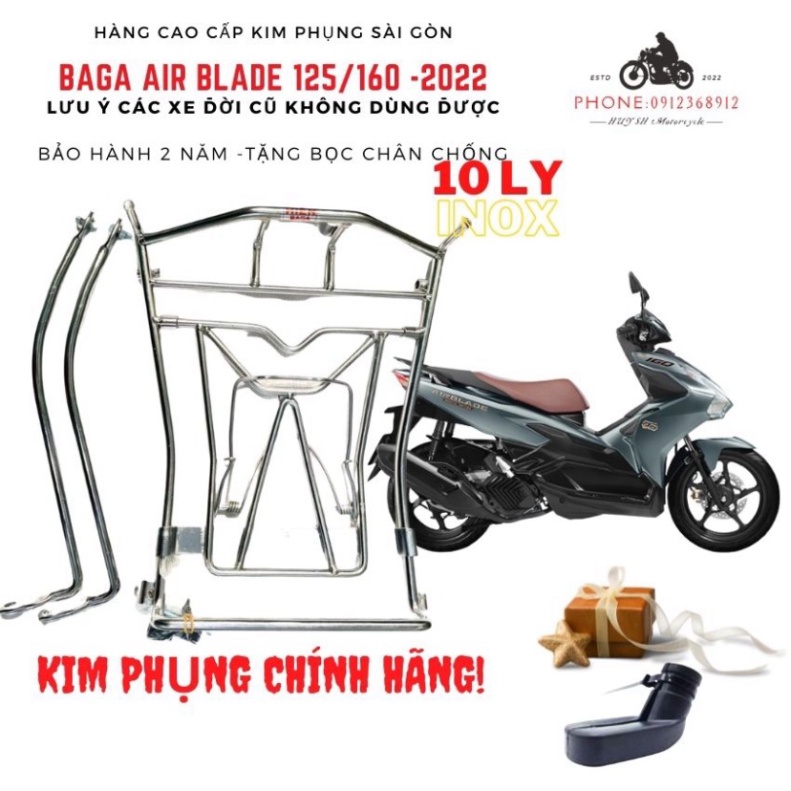 Baga Air Blade AB 2022 Mới , AB 2023, AB 160cc, AB125cc Inox, Đen Tĩnh Điện, Titan Inox 10 Ly Ảnh