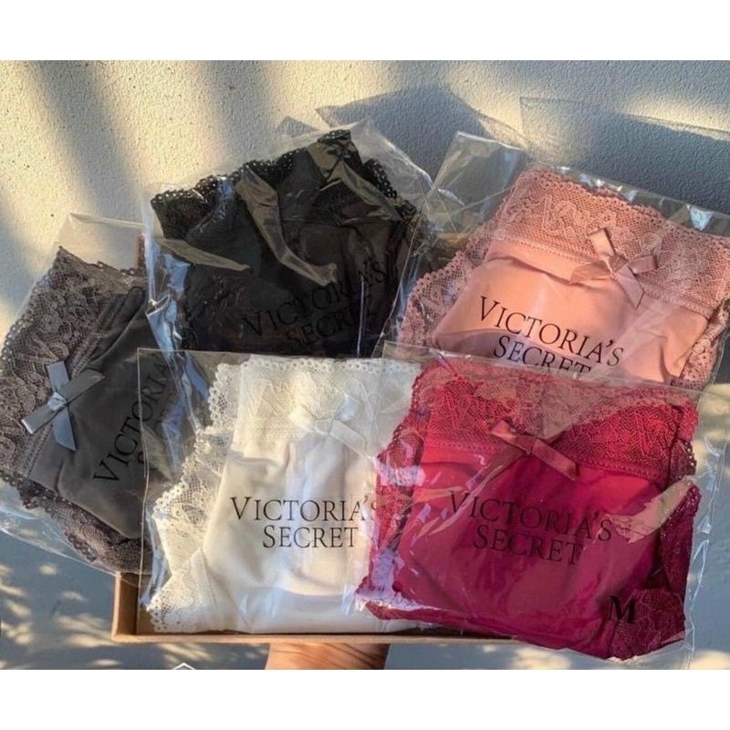 Quần lót Victoria's Secret cotton thun viền ren, quần chip
