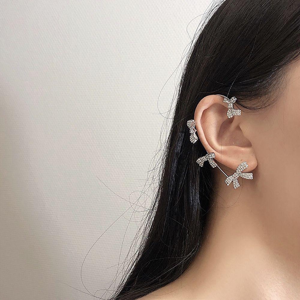 1 Khuyên Kẹp Vành Tai Hình Nơ Bằng Kim Loại Lấp Lánh Phong Cách Hàn Quốc Cho Nữ MXMUSTY