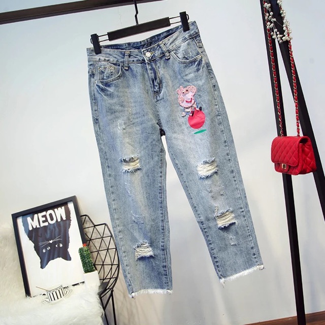 [2018]set áo & quần jean thêu chi tiết ( s ,M,L,XL)