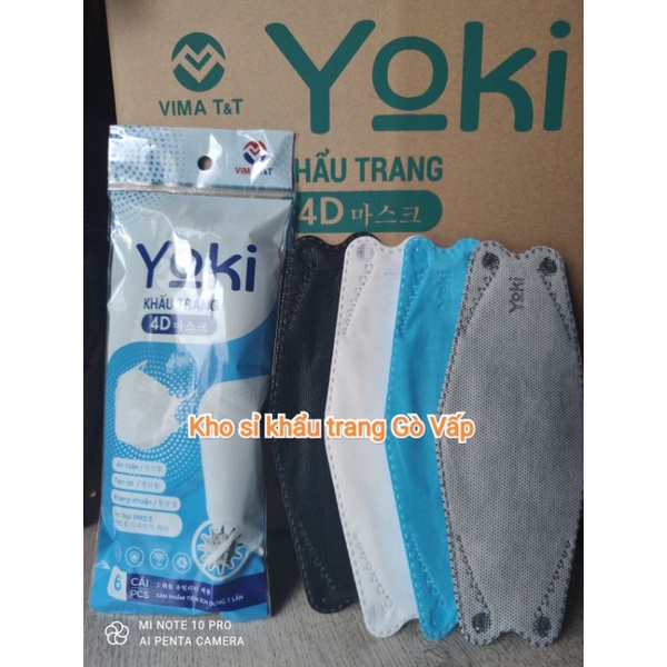 Khẩu trang 4D Yoki kháng khuẩn 1 bịch/6 cái trắng | BigBuy360 - bigbuy360.vn