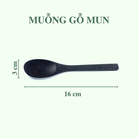 Thìa gỗ mun ăn cơm Tre Làng Kích thước 16x3cm