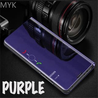 Ốp điện thoại da mặt kính thông minh có nắp gập làm chân đỡ sang trọng dành cho Samsung Note10Pro Note10 Note9 Note8