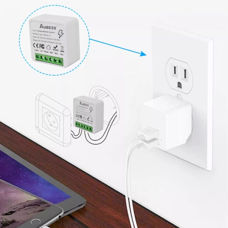 Công tắc Wifi/Zigbee 16A hỗ trợ công tắc cơ, thống kê điện tiêu thụ