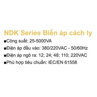 Biến áp cách ly NDK CHINT 25-500VA