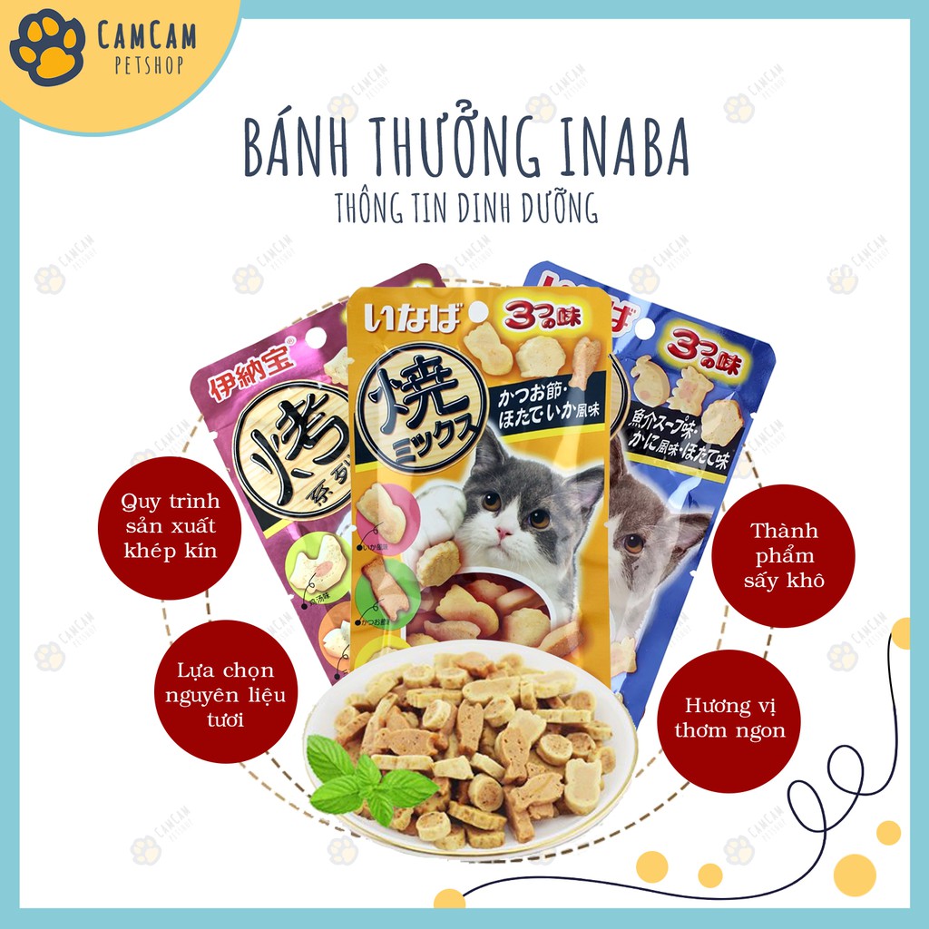 Bánh thưởng cho mèo Inaba Gói 25gr và 30gr - Bánh thưởng mềm, Snack cho mèo Inaba