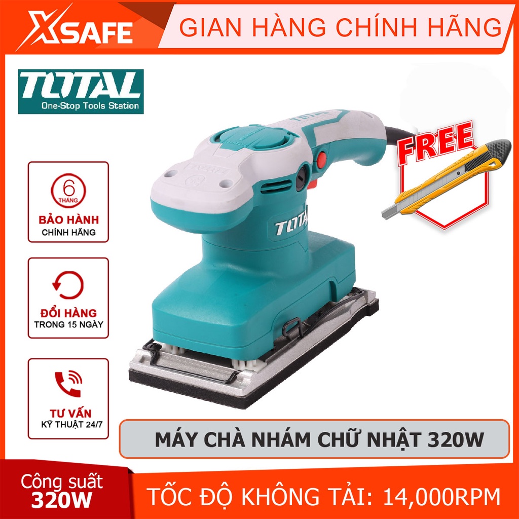 Máy chà nhám chữ nhật TOTAL TF1301826 Chà nhám 220V-240V/50-60Hz, công suất 320W, 14,000rpm, 93mm x 185m