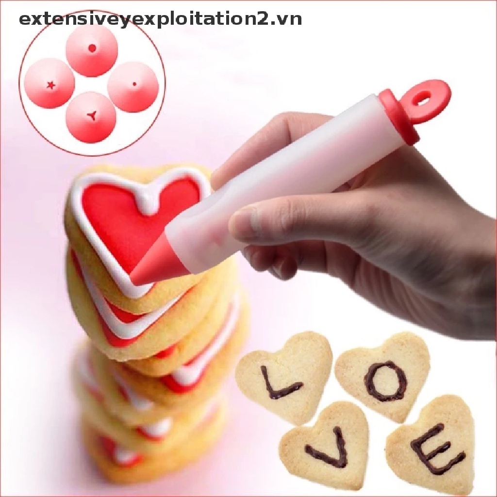 Bộ 2 đầu silicone gắn bút viết chữ trang trí bánh kem