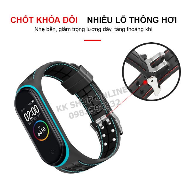 Dây đeo miband thay thế cho Xiaomi Miband 3 Xiaomi Miband 4 vân chạm phối chỉ màu siêu mềm