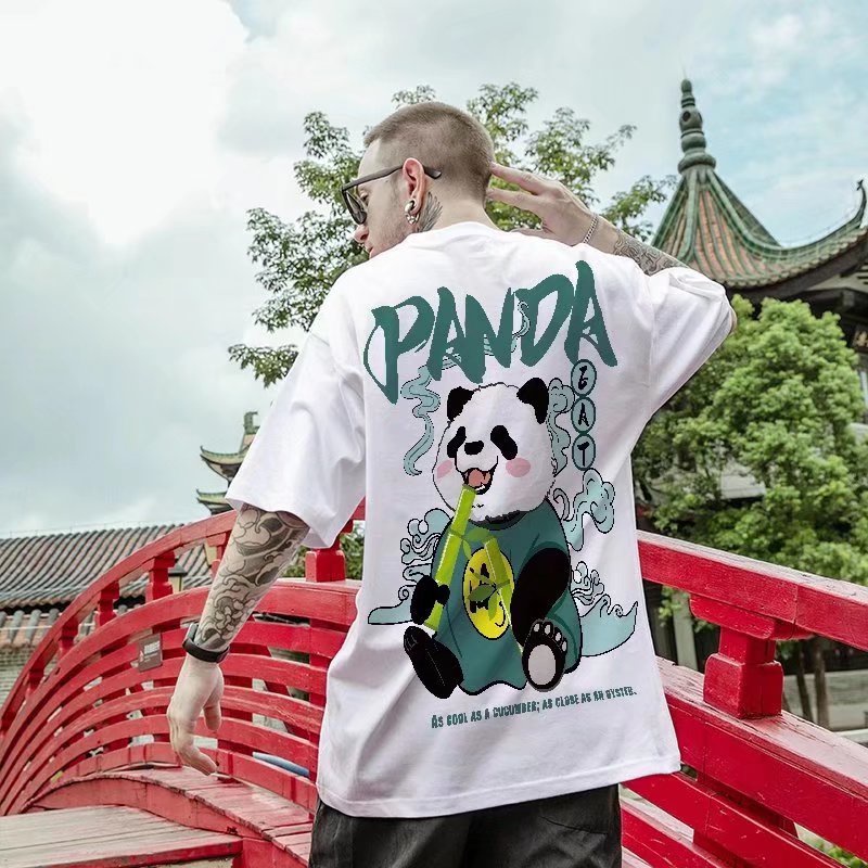 Áo Thun Dáng Rộng In Họa Tiết Hoạt Hình Phong Cách Hip Hop Thời Trang Mùa Hè Cho Nam [M-8XL]