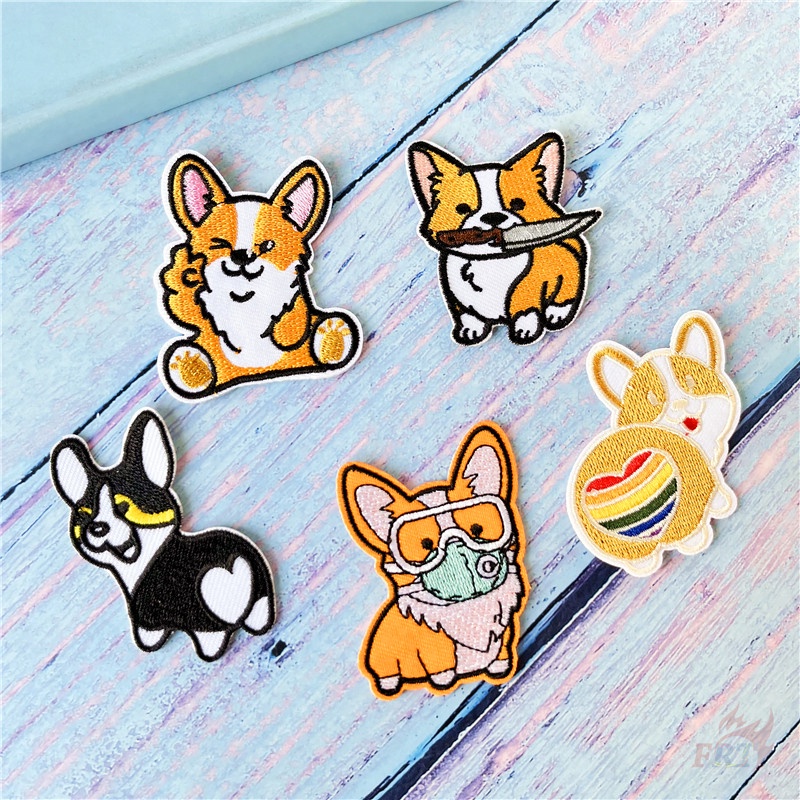 ☸ Chó Vui Nhộn - Miếng Vá Sắt Corgi &amp; Husky ☸ 1 Miếng Vá Quần Áo Hình Cầu Vồng