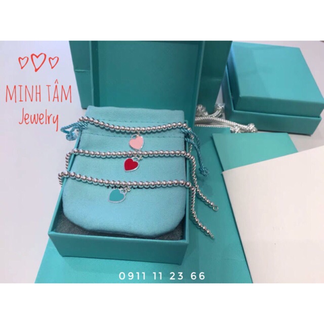 Lắc tay bi bạc trái tim Tìany bạc S925 Minh Tâm Jewelry