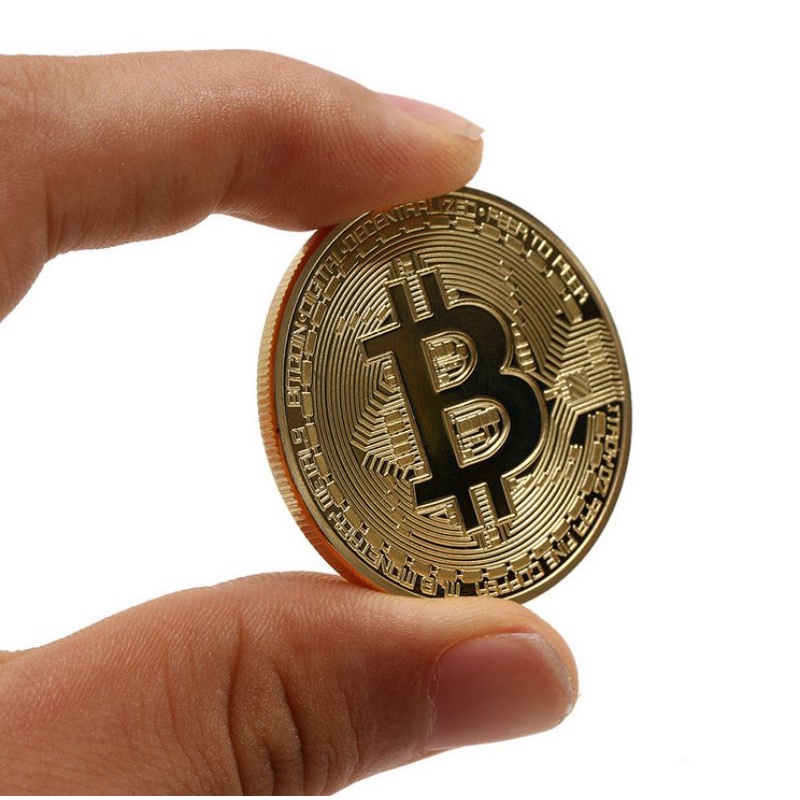 Đồng Tiền May Mắn Bitcoin Mạ Vàng 24 + Hộp Nhựa Đi Kèm