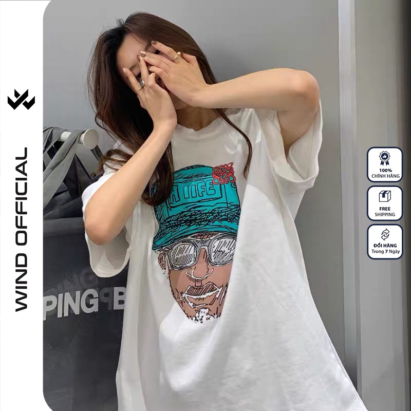 Áo thun tay lỡ WIND phông unisex form rộng ALLFE nam nữ cotton ulzzang oversize