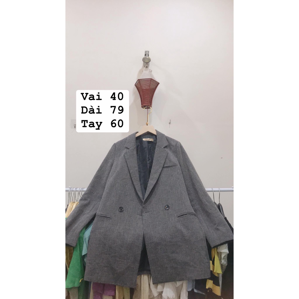 Áo blazer Hàn màu ghi form rộng freesize có lớp lót 2hand giá rẻ