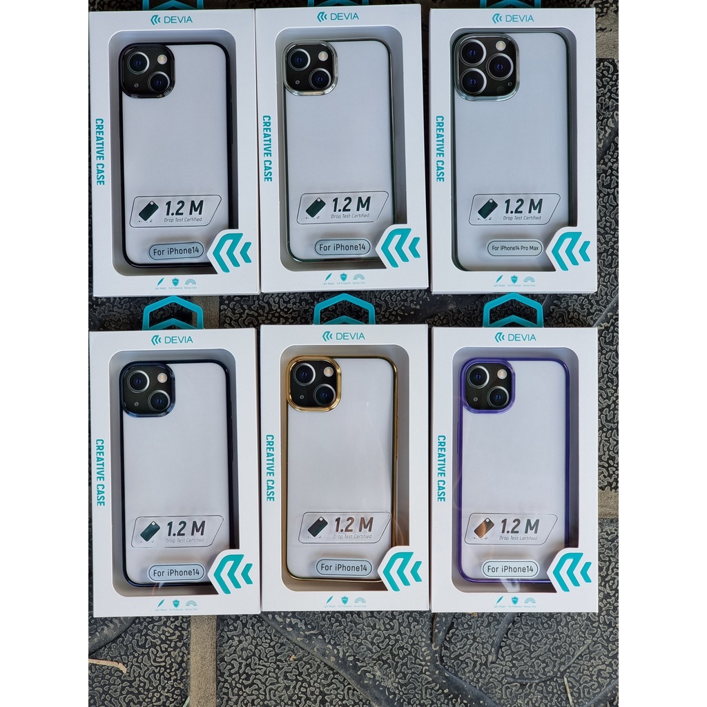 Ốp lưng Devia trong cứng viền màu Glimmer cho iPhone 14, 14 Max, 14 Pro, 14 Pro Max chính hãng không ố màu