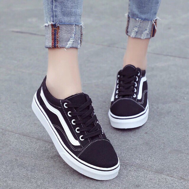 Giày sneaker nữ 💖FREESHIP💖 [GIAY NU] Giày nữ thể thao vải viền trắng đen đẹp giá rẻ Hàn Quốc hot 2020 | BigBuy360 - bigbuy360.vn