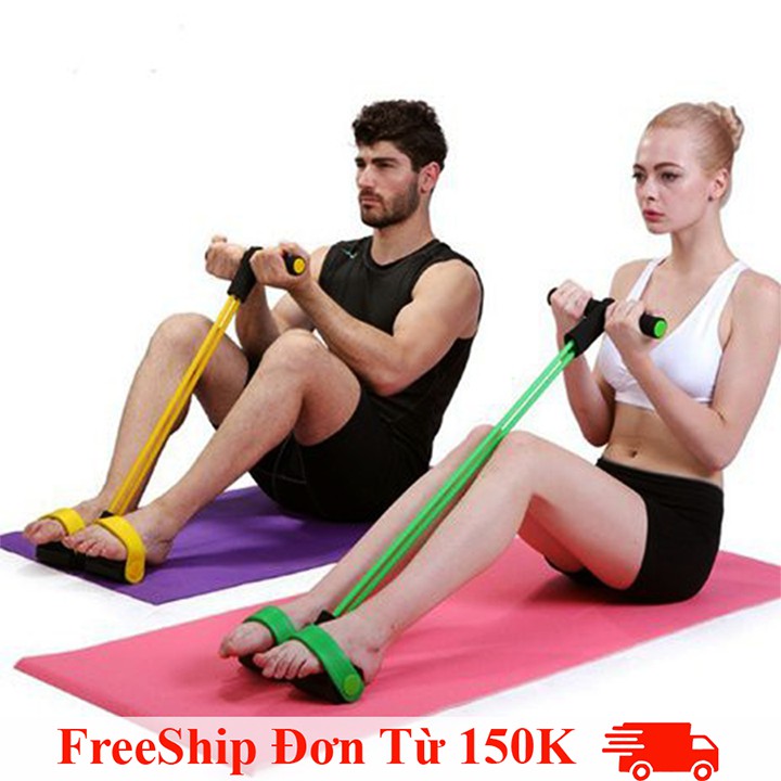 Dây Kéo Đàn Hồi 4 Ống Cao Su Tập Thể Dục, Tập Gym Tại Nhà Tập Toàn Thân Nâng Cao Sức Khỏe