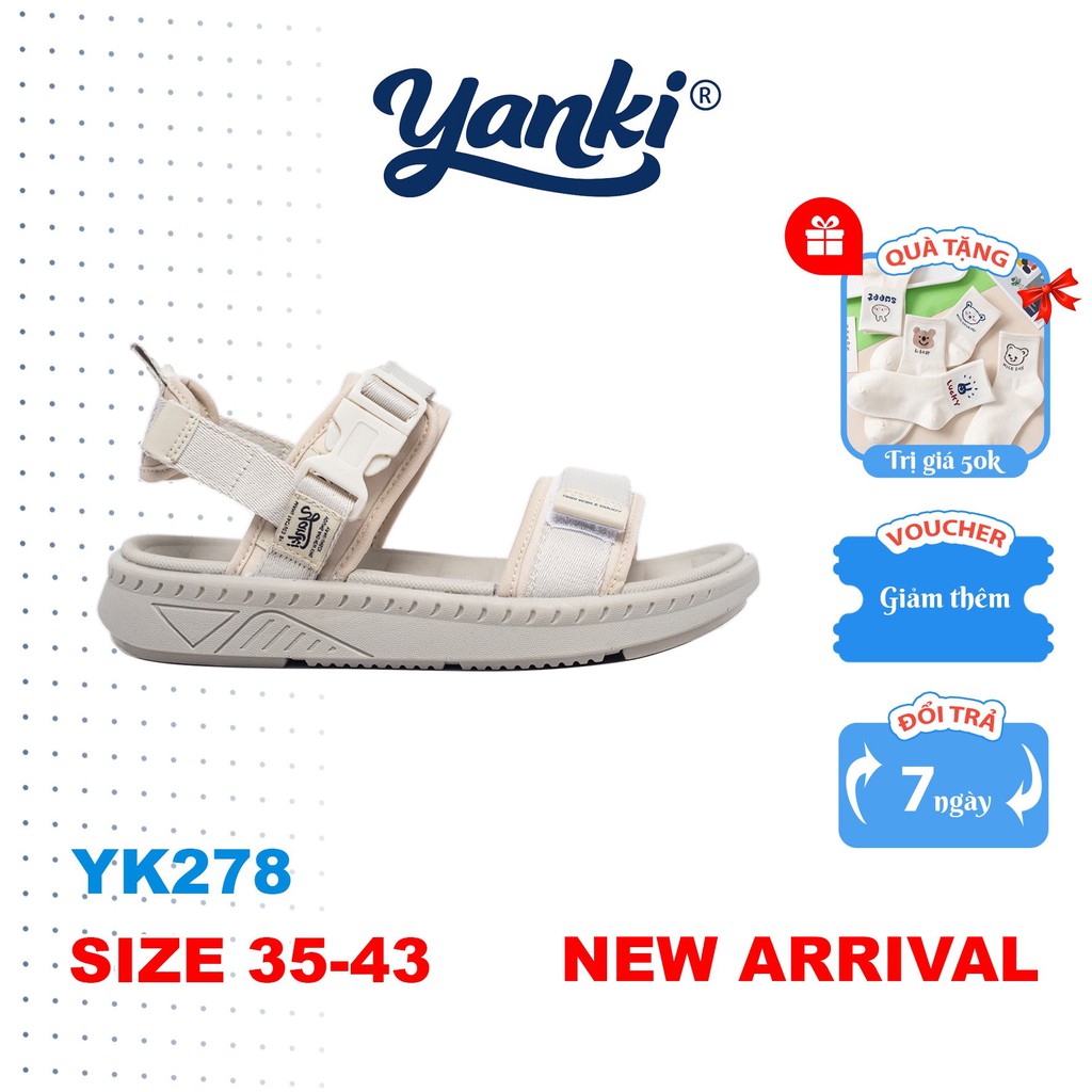 Sandal Nam Nữ Quai Ngang Thời Trang YANKI Sport YK278 - Light Cream