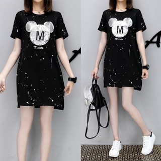 Đầm big size quảng châu thun suông in hình kim sa D913