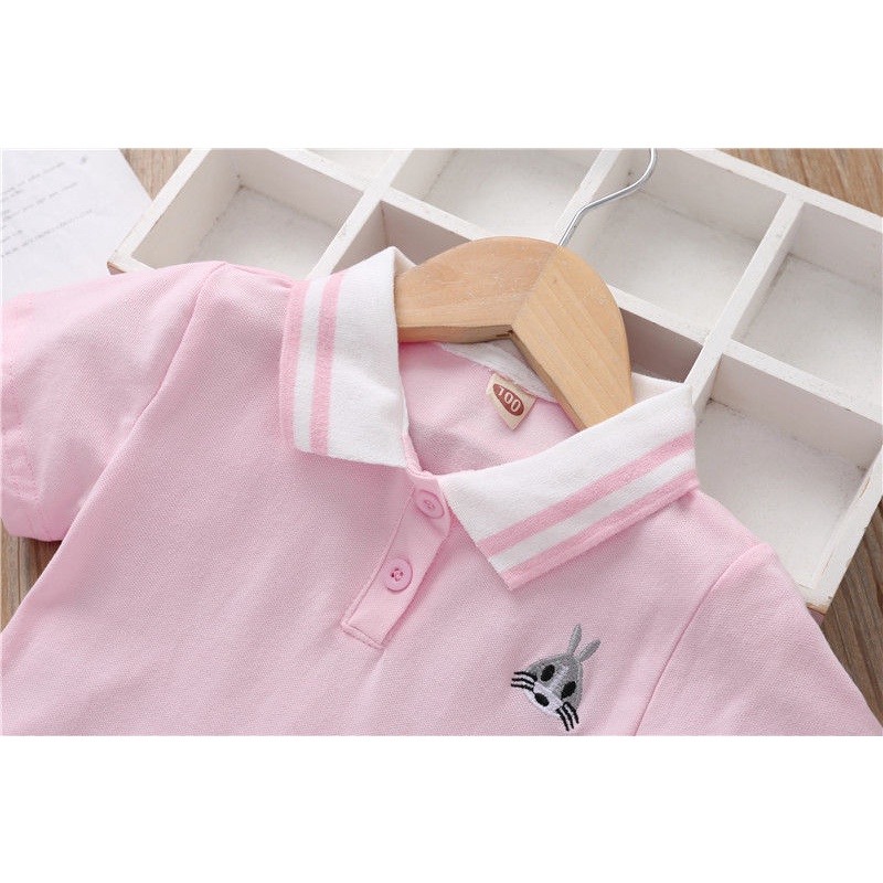 Đầm cotton tay ngắn cổ polo thời trang mùa hè cho bé gái
